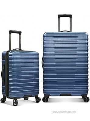 U.S. Traveler Boren Polycarbonate Hardside Rugged Travel Suitcase Luggage with 8 Spinner Wheels Aluminum Handle Navy 2-Piece Set