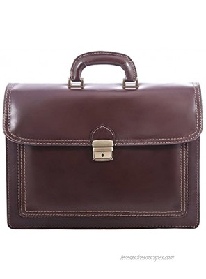 16" Italian Dark Brown Briefcase Hand Made Serguio Rogetti Leather Laptop Bag Satchel Portfolio