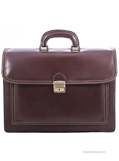 16 Italian Dark Brown Briefcase Hand Made Serguio Rogetti Leather Laptop Bag Satchel Portfolio