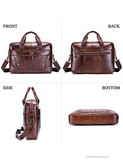 BAIGIO Men's Genuine Leather Business Briefcase Handmade Satchel Shoulder Messenger Bag Crossbody Handbags Fits in 13 Laptops