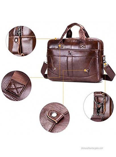 BAIGIO Men's Genuine Leather Business Briefcase Handmade Satchel Shoulder Messenger Bag Crossbody Handbags Fits in 13 Laptops