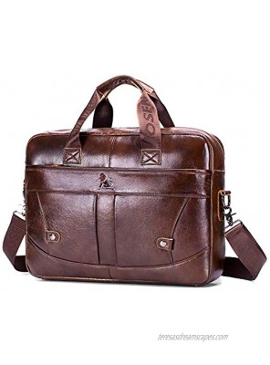 BAIGIO Men's Genuine Leather Business Briefcase Handmade Satchel Shoulder Messenger Bag Crossbody Handbags Fits in 13" Laptops