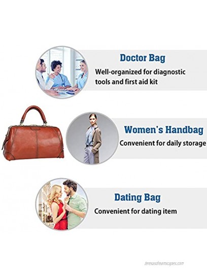 Banuce Full Grain Italian Leather Doctor Bag for Women Men Briefcase Handbag Purse