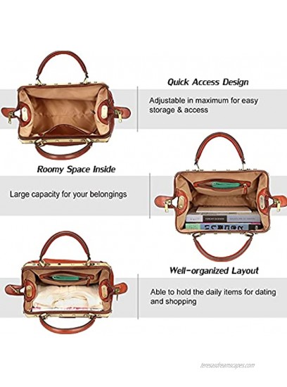 Banuce Full Grain Italian Leather Doctor Bag for Women Men Briefcase Handbag Purse
