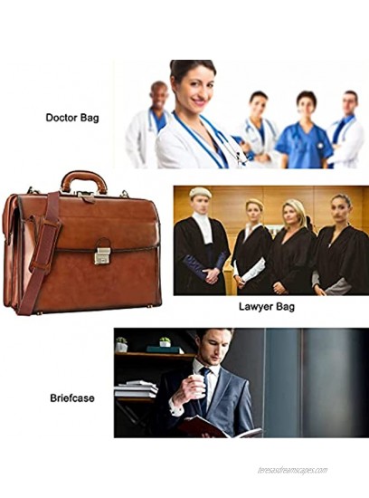 Banuce Leather Briefcase for Men with Lock Attache Case Hard 15.6 Laptop Bag Business Travel Bags Doctor Bag