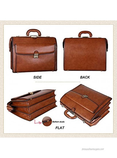 Banuce Leather Briefcase for Men with Lock Attache Case Hard 15.6 Laptop Bag Business Travel Bags Doctor Bag