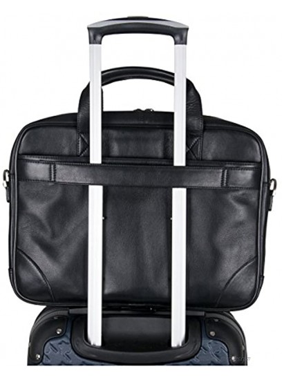 Ben Sherman Unisex-Adult Leather Double Compartment Top Zip 15.0 Computer Case Business Portfolio Laptop Briefcase