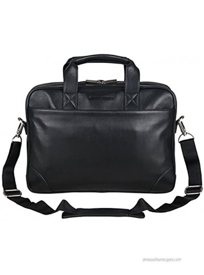Ben Sherman Unisex-Adult Leather Double Compartment Top Zip 15.0 Computer Case Business Portfolio Laptop Briefcase