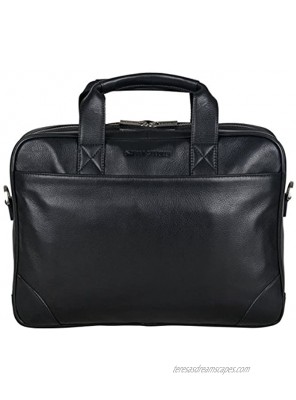 Ben Sherman Unisex-Adult Leather Double Compartment Top Zip 15.0" Computer Case Business Portfolio Laptop Briefcase
