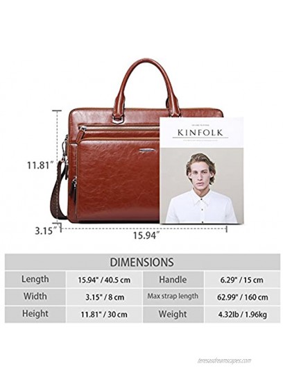 BOSTANTEN Mens Leather Business Bag 15.6 Inch Laptop Bag Office Work Bags Vintage Slim Shoulder Briefcase Handbags Brown