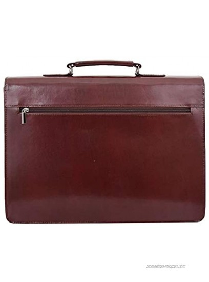 Brown Leather Briefcase for Mens Laptop Bag Business Organiser Shoulder Case Alvin