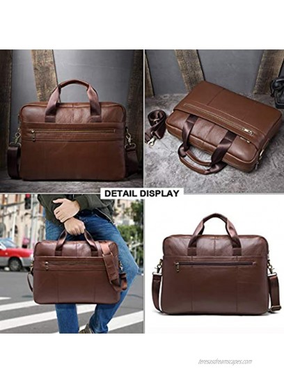 Contacts Genuine Leather Mens Messenger Briefcase 14 Laptop Bag