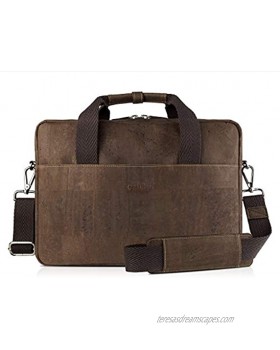 Corkor Men Briefcase Shoulder Messenger Laptop Bag for Work School Vegan Cork Black Color