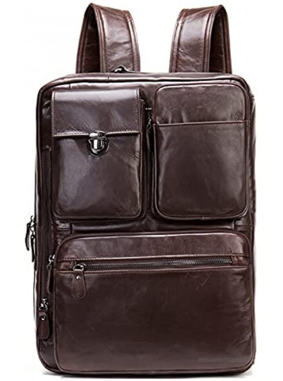 GDYJP Men Leather Briefcase Handbag Laptop Bag Portable Genuine Leather Shoulder Briefcase Backpack Messenger Business Vintage Multifunction Travel Color : Coffee Size : 41 * 30 * 13cm