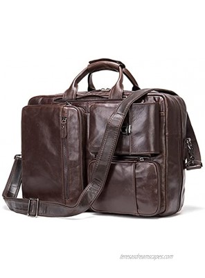 GDYJP Men Leather Briefcase Handbag Laptop Bag Portable Genuine Leather Shoulder Briefcase Backpack Messenger Business Vintage Multifunction Travel Color : Coffee Size : 41 * 30 * 13cm
