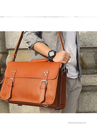 GDYJP Men's Leather Briefcase Laptop Bag Handbag Retro Shoulder Messenger Bags Business Casual Lightweight Waterproof Soft Work Bag For Travel School Color : A Size : 41 * 28 * 16cm