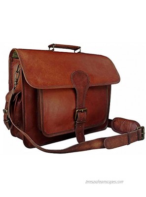 Goat Hide Vintage Genuine Leather Office Business Shoulder Briefcase Messenger Bag Satchel Men's