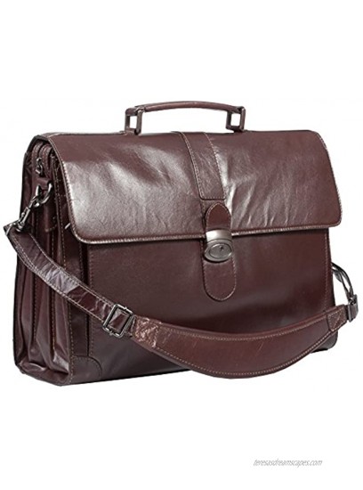 HIDEONLINE Italian Real Leather Briefcase for 17 Laptops