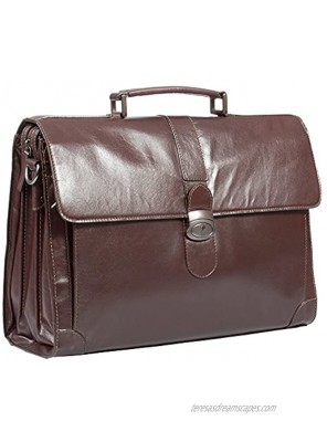 HIDEONLINE Italian Real Leather Briefcase for 17 Laptops