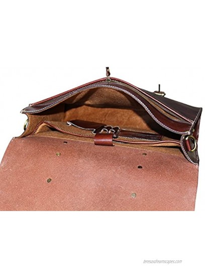 KALATING Mens Real Genuine Cow Hide Top Grain Luxury Leather Briefcase Messenger Laptop Bag Shoulder Vintage Up to 15 inch Laptop Brown