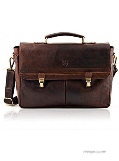 Lakeland Leather Men's Real Leather Large Keswick Smart Work Briefcase with Grab Handle and Removable Shoulder Strap