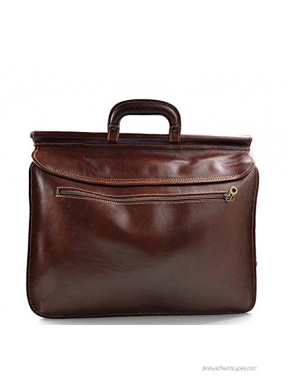 Leather briefcase office handbag mens women shoulder bag leather satchel brown made in Italy carry on