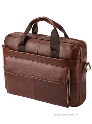 Leather Briefcase,VIDENG Geunine Leather 14 Inch Laptop Bag with Strap,Business Shoulder Bag Handle Bag Tablet Briefcase for Computer Notebook Tablet Under 15.6 Inch for Men Women Coffee Brown-VCP