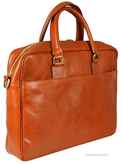 Leather Laptop Bag Briefcase Italian Full Grain Messenger Computer Shoulder Work Case Portfolio Satchel Bag for Business Time Resistance