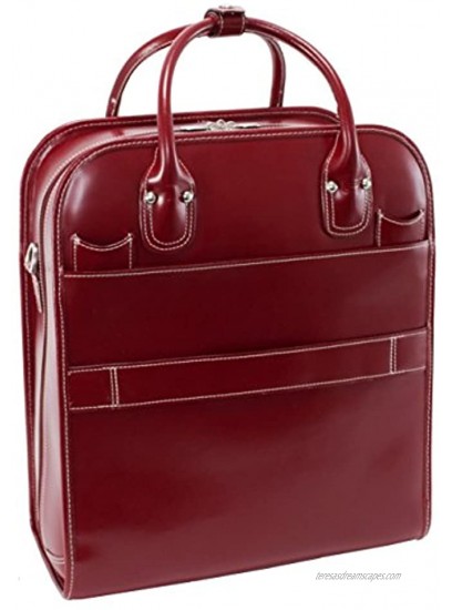 McKleinUSA W Series LA Grange Top Grain Cowhide Leather 15 Leather Vertical Patented Detachable -Wheeled Ladies' Laptop Briefcase Red 96496 12 x 2.5 x 15 inches
