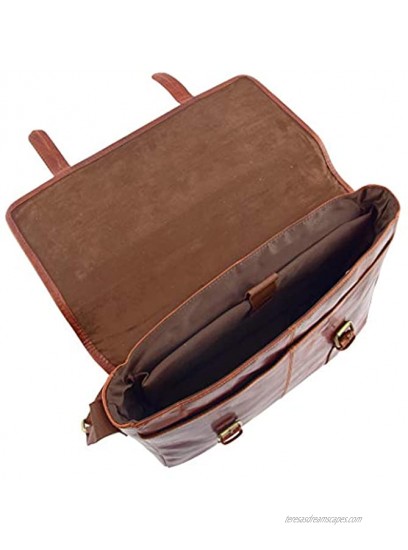 Mens Genuine Brown Leather Briefcase Satchel Laptop Business Bag Mojo