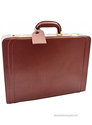 Mens Real Leather Attache Case Classic Executive Briefcase Business Office Bag HLG700 Cognac