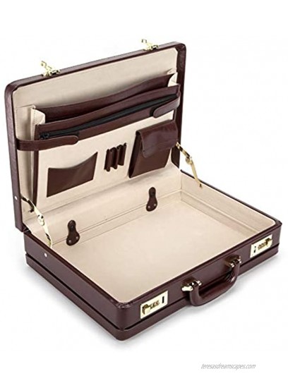 New Mens Expandabe Briefcase Attaché Travel Carry Case PU Leather with Locks Brown : L45 x H32 x D11 cm