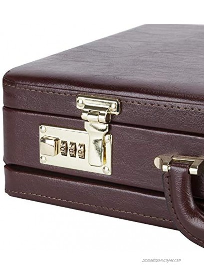 New Mens Expandabe Briefcase Attaché Travel Carry Case PU Leather with Locks Brown : L45 x H32 x D11 cm