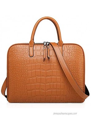 NICOLE & DORIS Laptop Bags for Women 13-14 Inch Large PU Leather Tote Bag Men Laptop Handbag Ladies Business Work Bag Retro Leather Briefcase Brown