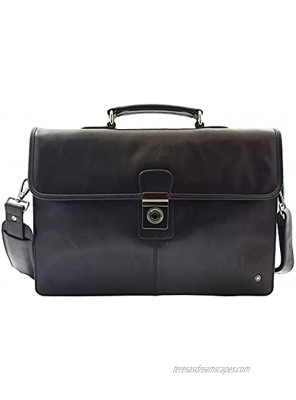 Slimline Black Leather Briefcase Business Office Messenger Bag A477