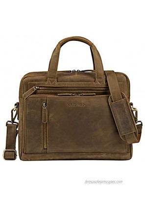 STILORD 'Avery' Business Bag Leather Women Men Shoulder Bag Vintage Satchel Briefcase Work 13.3 inch Laptop Bag for MacBooks Colour:Middle Brown
