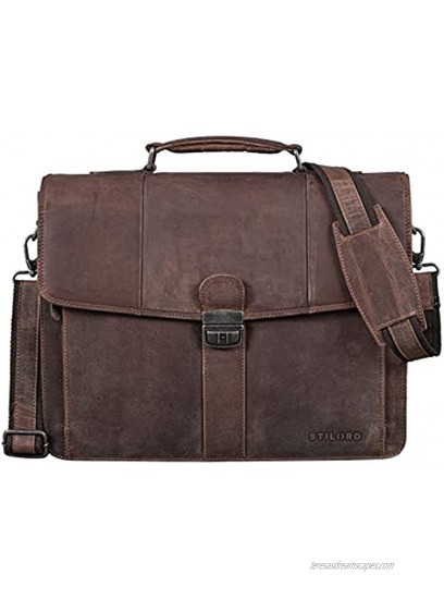 STILORD 'Havanna' Business Bag Leather Briefcase A4 Men Women Portfolio Satchel Vintage Business Work Office Bag Colour:Veleta Brown