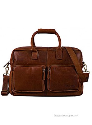 STILORD 'Henri' Briefcase Leather Vintage 15,6 Inch Business Bag Laptop MacBook University Buffalo Leather