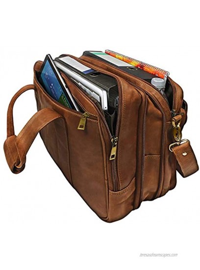 STILORD 'Leopold' Large Leather Bag Shoulder Bag XXL Work Bag College Bag Teachers Bag Satchel Business Bag Genuine Leather