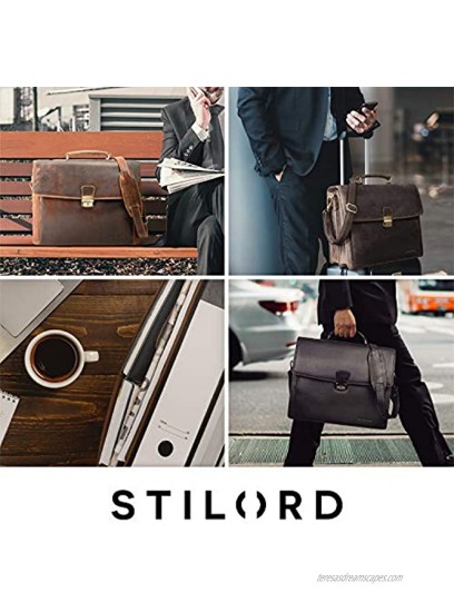 STILORD 'Noel' Briefcase Leather Men Vintage Classic Working Bag for Business Office Shoulder Bag Laptop Bag 13,3 inches with Trolley Sleeve