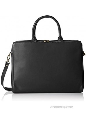 Visconti Ladies Leather Top Handle Black Handbag Briefcase Laptop Case Black One Size
