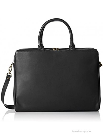 Visconti Ladies Leather Top Handle Black Handbag Briefcase Laptop Case Black One Size