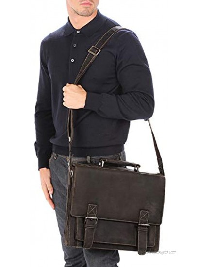 VISCONTI XL Briefcase Sultry Leather Hardwearing Shoulder Cross Body Laptop Compatible Notebook iPad Business Office Work Bag Hercules 16055 Oil Brown