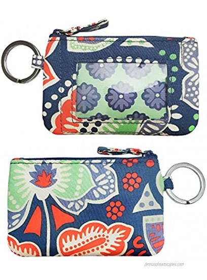 ANNAMITO POP Wonderful Pattern Cotton Zip ID Case Wallet Marble Card Badge Holder With Key Ring Coin Lanyard For Girl Ladies Women Gift