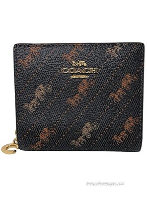 Coach Horse and Carriage Print Snap Wallet Brown Black Style No.C4104