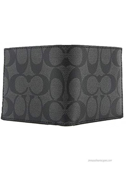 Coach ID Billfold Wallet In Signature Canvas Charcoal Black