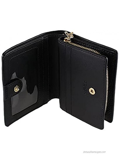 Coach Pebble Leather Snap Wallet Black