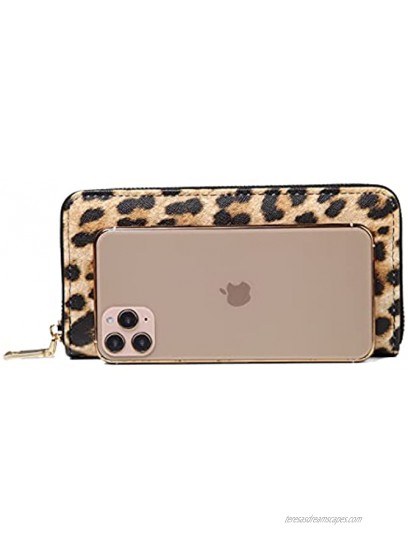 Fanwill Leopard Print Wallet For Women Cheetah Purse Zip Around Card Holder leopard 1