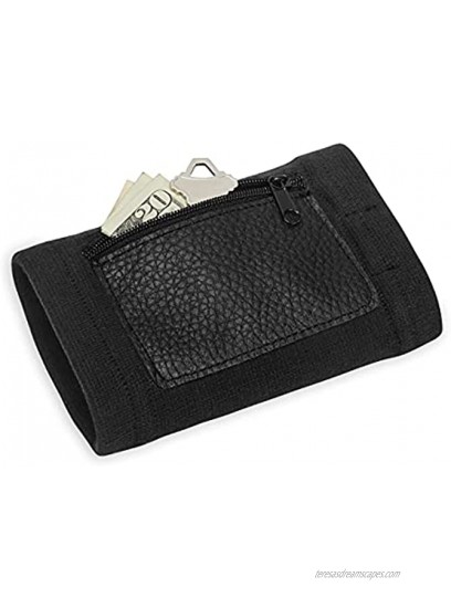 FLEXX ID TREKK Wearable Wallet with ID Badge Holder for Quick Hands-Free Access Secure Wallet featuring 3 Card Slots & Convenient Zipper Pocket Black Textured Leather