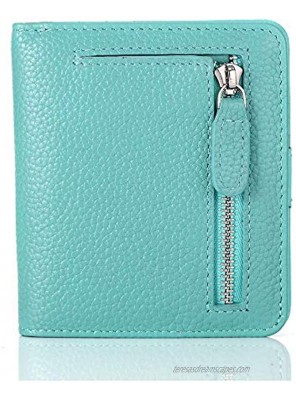 FUNTOR Small Wallets for Women Ladies Small Compact Bifold Pocket RFID Blocking Genuine Leather Wallet for Women